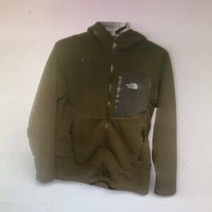 The North Face Olive Green Hooded Zip Fleece